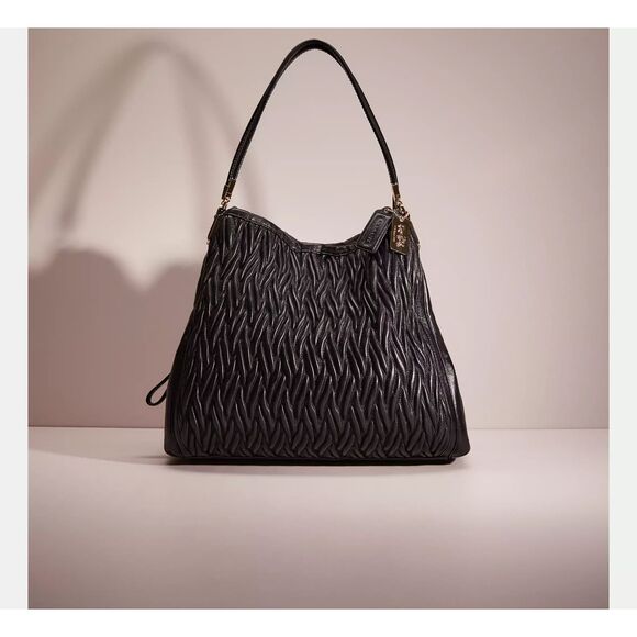 Coach Back Maddison Textured Leather Shoulder Bag Hobo Style Lattice Leather Bag - Picture 1 of 13